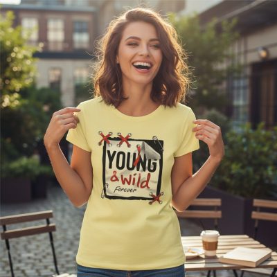 Tricou pentru femei, Bumbac 100%, Young & Wild, Galben