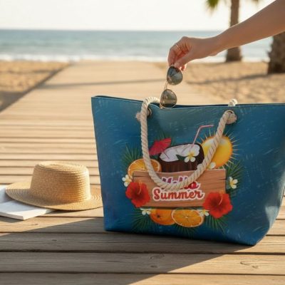 Geanta de plaja, Dimensiune mare, Hello Summer, Albastru