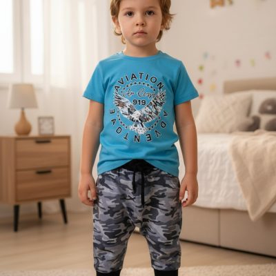 Compleu pentru copii, 3→7 ani, Aviation, Army, Bleu