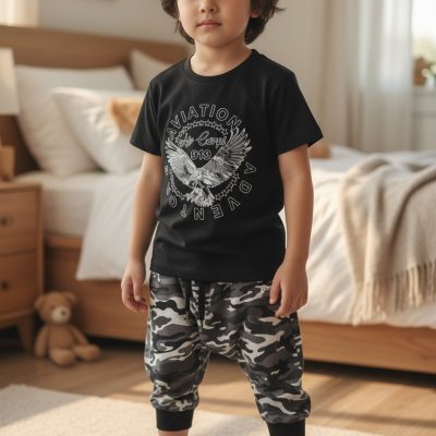 Compleu pentru copii, 3→7 ani, Army, Aviation, Negru/Gri