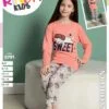 Pijama pentru copii, Fete, 6-16 ani, Pisicuta Sweet, Portocaliu/Gri