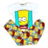 Pijama Femei, Maneca Scurta, Bart Simpson, Alb/Multicolor