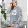 Pijama Femei, Om de Zapada, Pufos, Cocolino, Gri/Alb