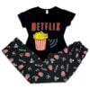 Pijama Femei, Netflix, Maneca Scurta, Negru