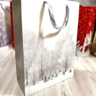 Punga Cadou, Snow, Sclipici, 42*31*12 CM, Alb