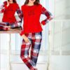Pijama Femei, Lovely, Pufos, Cocolino, Rosu/Bleumarin