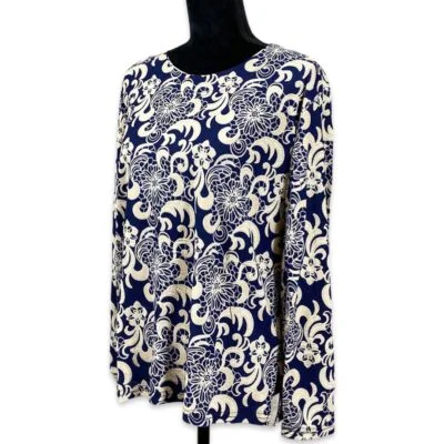 Bluza Dama, Marime Mare, XL-5XL, Albastru/Bej