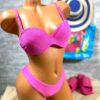 Costum de baie, Doua Piese, Brazilian, Push up, Roz