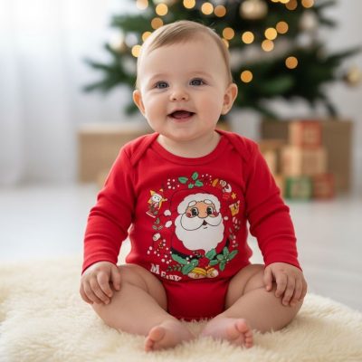 Body Bebe, Tematica Craciun, Merry Christmas, Mos Craciun, Rosu