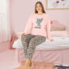 Pijama Femei,Maneca Lunga, Wild of Life, Roz/Animal Print, XL->4XL