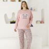 Pijama Femei,Maneca Lunga, Dreams, Fluture, Roz, XL->4XL