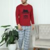 Pijama Barbati, Bluza + Pantaloni lungi, Bro, Grena/Bleu