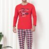 Pijama Barbati, Bluza + Pantaloni lungi, West Land, Rosu