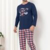 Pijama Barbati, Bluza + Pantaloni lungi, West Land, Bleumarin
