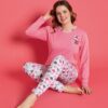 Pijama Femei,Maneca Lunga, Love, Bumbac, Roz