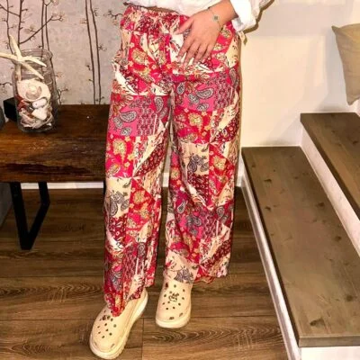 Pantaloni Dama, Casual , Motive Orientale, Roz