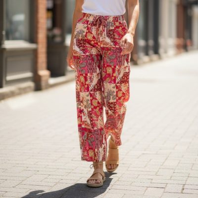 Pantaloni Dama, Casual , Motive Orientale, Roz