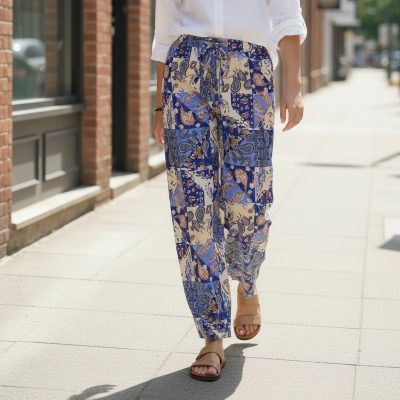 Pantaloni Dama, Casual , Motive Orientale, Albastru