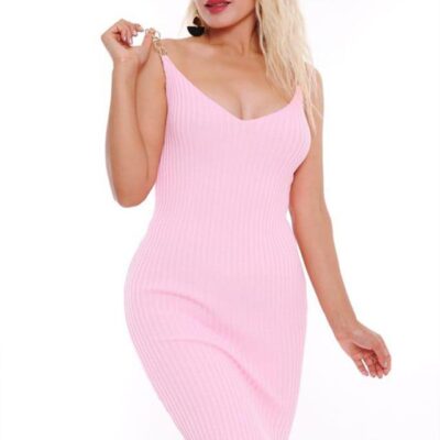 Rochie Mulata, Bretele din Lant, Roz Deschis