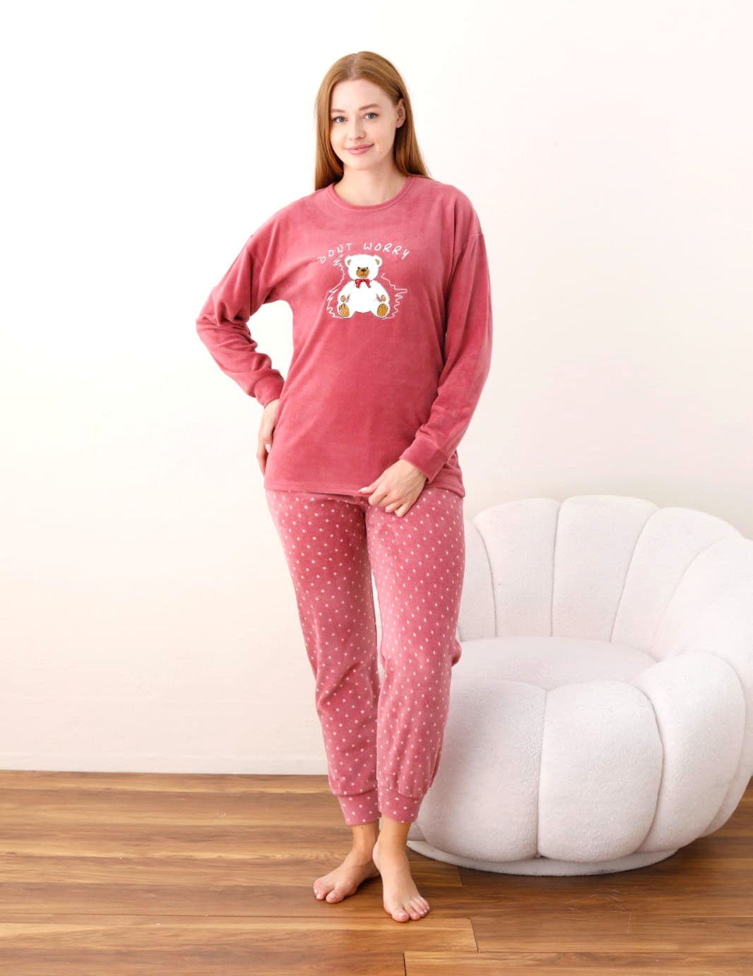 Pijama Dama, De Iarna, Polar, Super Catifelata, Don't Worry, Roz Pudra 2