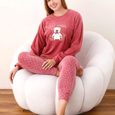 Pijama Dama, De Iarna, Polar, Super Catifelata, Don't Worry, Roz Pudra