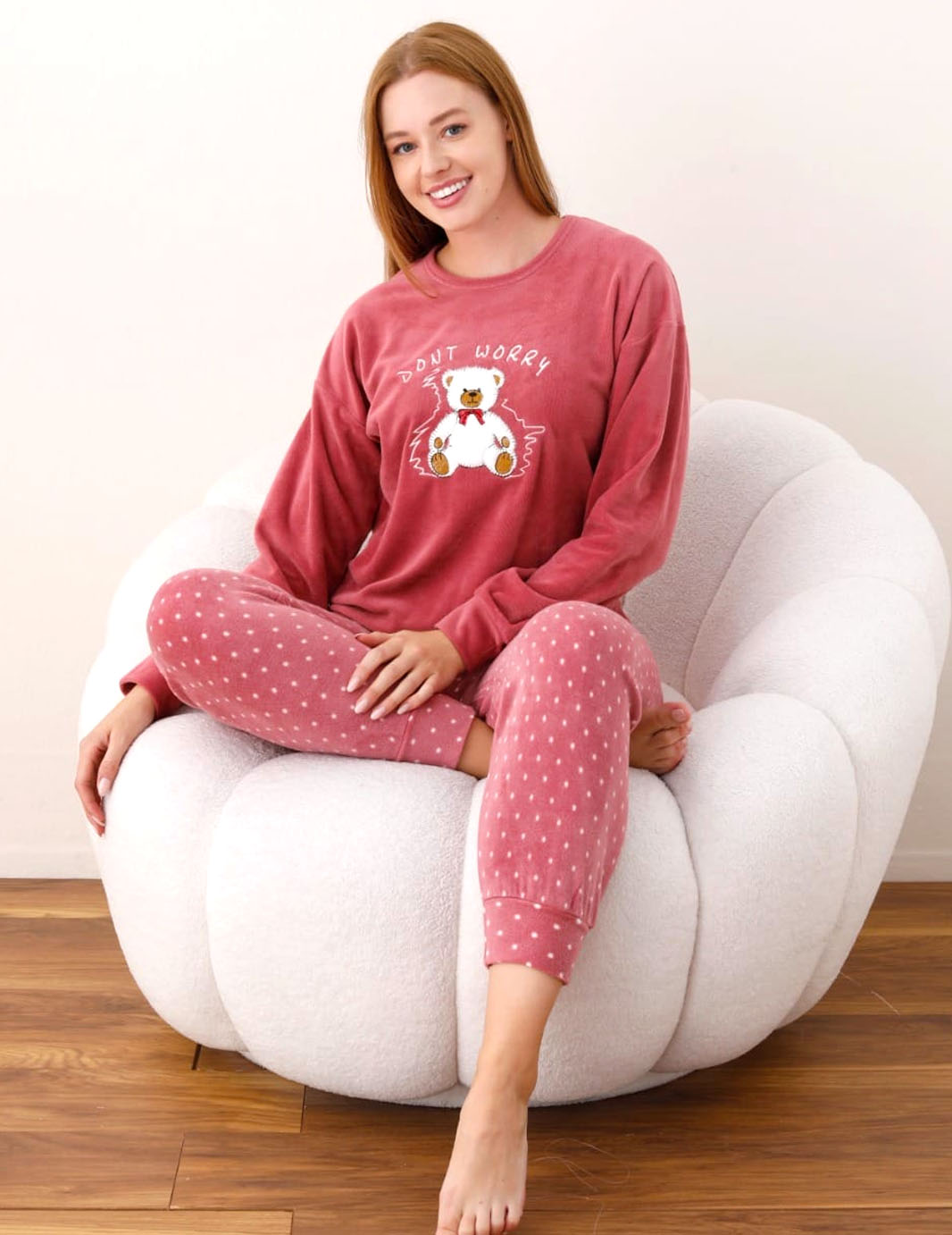 Pijama Dama, De Iarna, Polar, Super Catifelata, Don't Worry, Roz Pudra