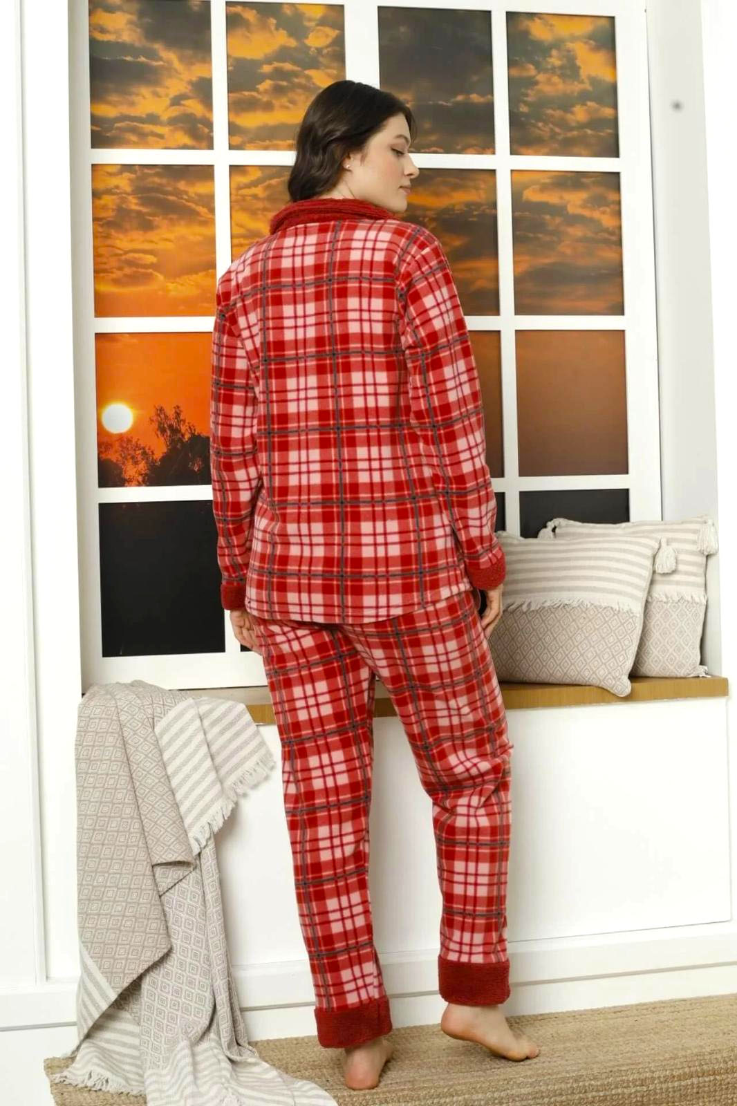 Pijama Femei, Pufos, Nasturi, Cocolino, Love You, Rosu 4