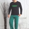 Pijama Barbati, Bluza + Pantaloni lungi, Today, Gri/Verde