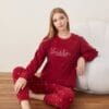Pijama Dama, De Iarna, Polar, Super Catifelata, Smile, Rosu