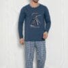 Pijama Barbati, Bluza + Pantaloni lungi, Bicicleta, Bleumarin