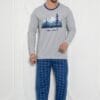 Pijama Barbati, Bluza + Pantaloni lungi, Keep it simple, Gri deschis