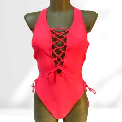 Costum de baie, Intreg, Roz Neon