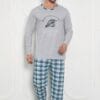 Pijama Barbati, Bluza + Pantaloni lungi, Explore More, Gri
