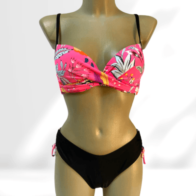Costum de baie, Doua Piese, Push-up, Imprimeu Floral, Roz