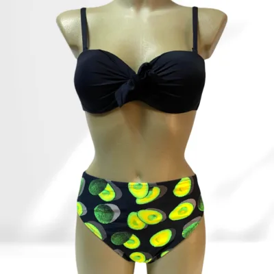 Costum de baie, Doua Piese, Talie Inalta, Push-up, Avocado