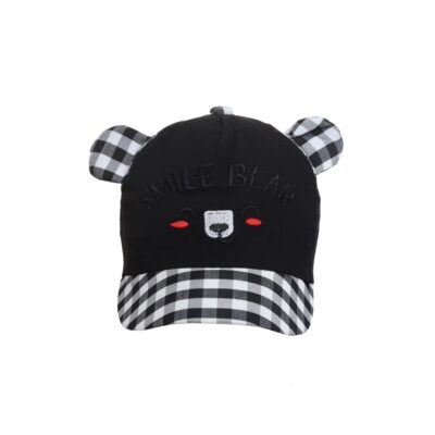 Sapca Bebe, Smile Bear, Bumbac, Negru, 46 cm
