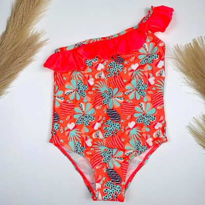 Costum de baie, Intreg, Pentru Fetite, Portocaliu/Multicolor