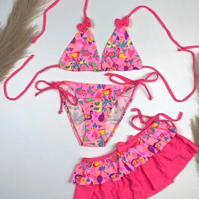 Costum de baie, Trei Piese, Pentru Fetite, Roz