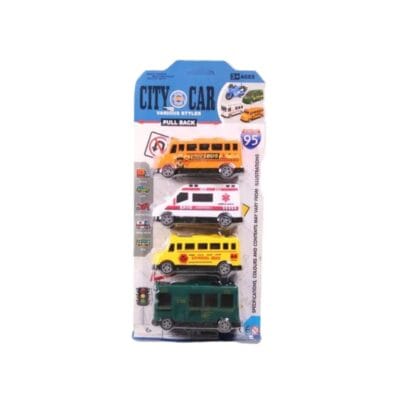 Set 4 Mașinuțe „City Car” cu Mecanism Pull Back