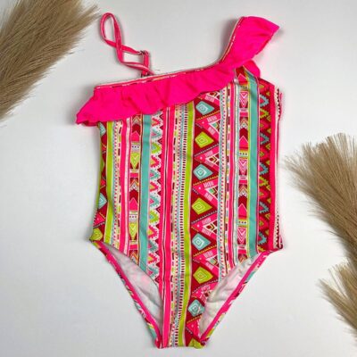 Costum de baie, Intreg, Pentru Fetite, Roz/Multicolor