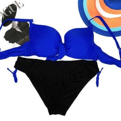 Costum de baie, Doua Piese, Push-Up, Marime Mare, Albastru