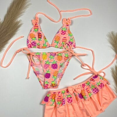 Costum de baie, Trei Piese, Pentru Fetite, Portocaliu