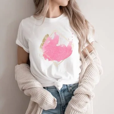 Tricou Femei, Bumbac, Abstract Diamond, Alb