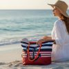 Geanta de plaja, Fashion, Rosu/Alb