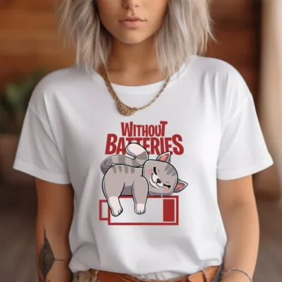 Tricou Femei, Bumbac, Cat Battery, Alb