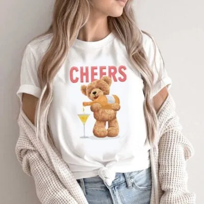Tricou Femei, Bumbac, Cheers, Alb