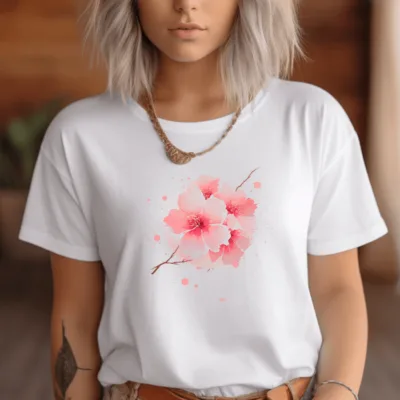 Tricou Femei, Bumbac, Cherry Blossom, Alb