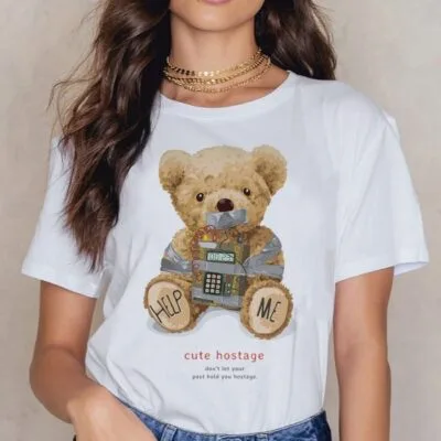 Tricou Femei, Bumbac, Cute Hostage, Alb