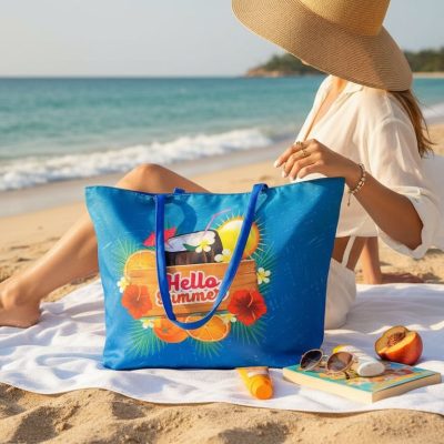 Geanta de plaja, Fashion, Hello Summer, Albastru