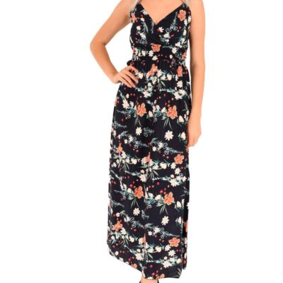 Rochie Dama, Lunga, Bretele, Imprimeu Floral, Bleumarin